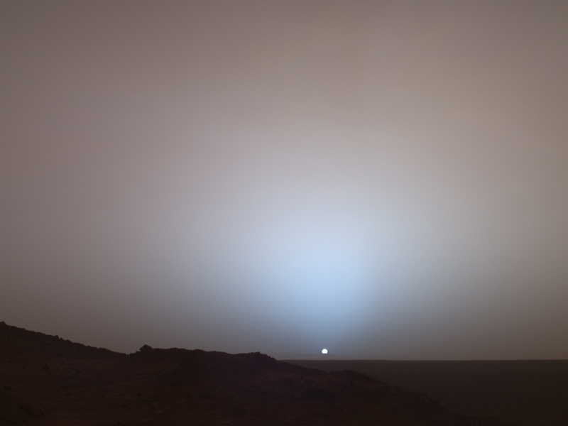 Photo of Martian Sunset, courtesy: Mars Exploration Rover Mission, Texas A&M, Cornel, JPL, NASA.