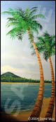 Nevis Peak Caribbean artwork. Acrylic on wood.