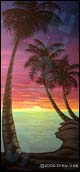 Palm Tree Sunset, Caribbean artwork. Acrylic on wood.